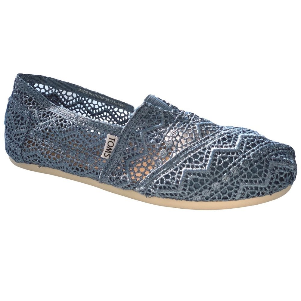 Toms Slip On Alpargata Size 8 Classics Denim Crochet NWT - Picture 5 of 10